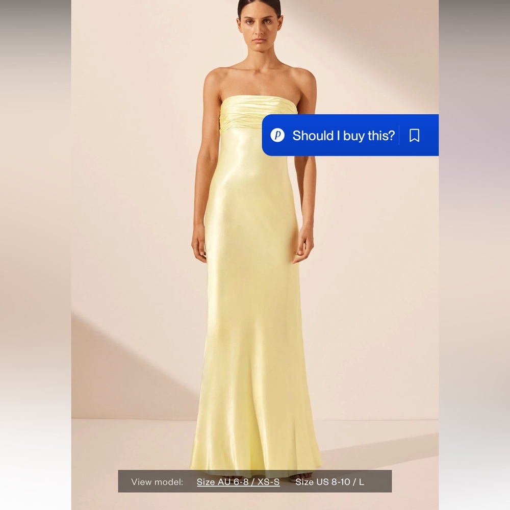Shona Joy Strapless Yellow Maxi Dress